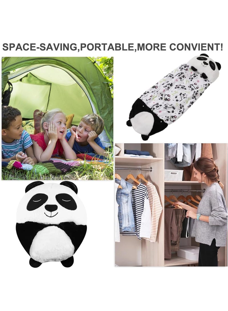 【2-in-1 Kids Sleeping Bag with Pillow】Foldable Soft and Warm Plush Sleeping Bag | Easy to Carry | Perfect for Travel, Camping, and Naptime | Animal Plush Toy Design (White Panda) - Image 5